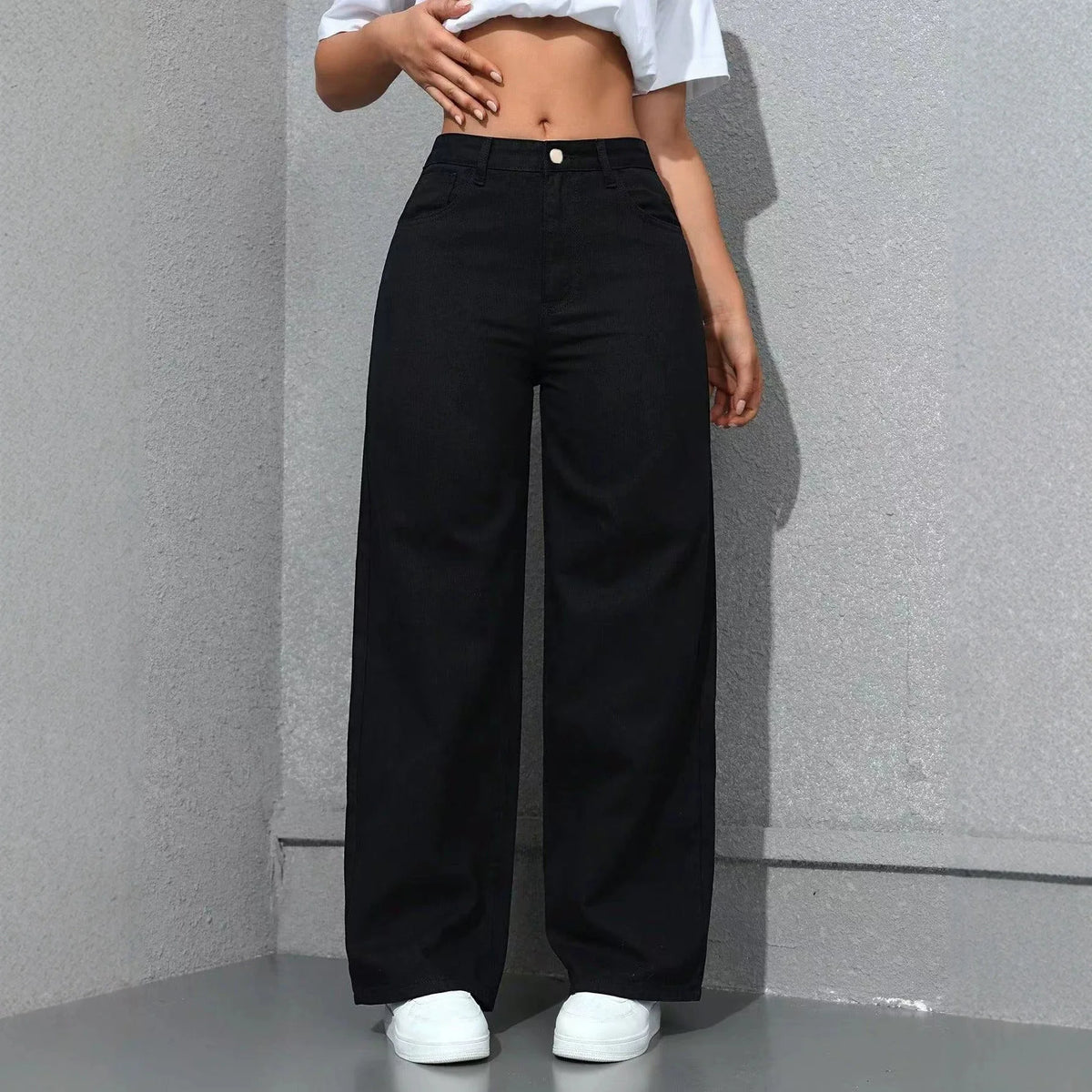 2026 New American Fashion Women's Loose Casual Wide Leg Straight Denim Jeans Baggy Streetwear Pants All Season Trousers