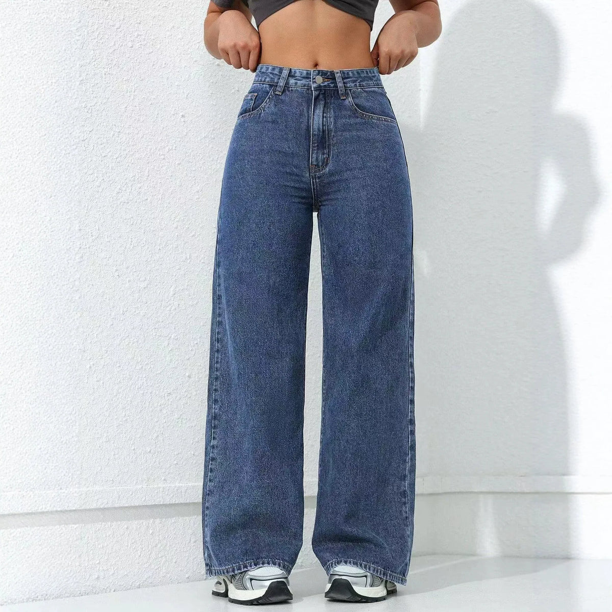 2026 New American Fashion Women's Loose Casual Wide Leg Straight Denim Jeans Baggy Streetwear Pants All Season Trousers